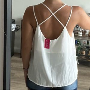 Cross strap in front white cami top